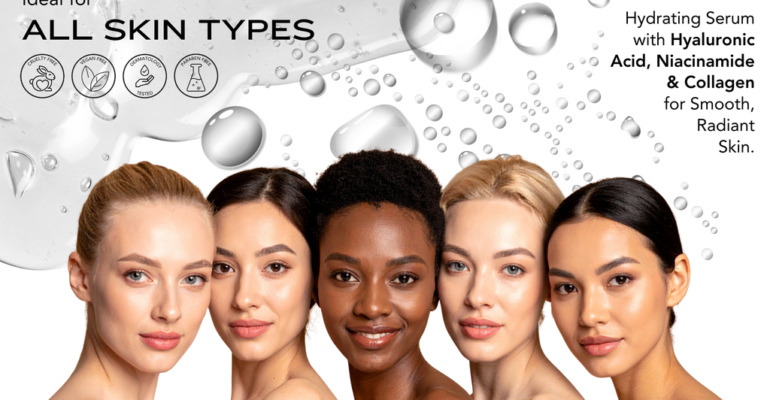 Hydrating Serum with Hyaluronic Acid, Niacinamide, and Collagen.