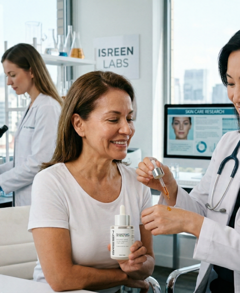 Collagen reinvented modern anti aging skin serum hydration concept