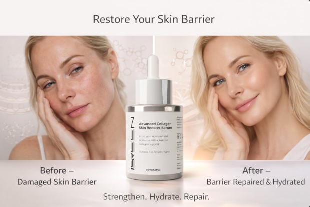 Discover the best ingredients for skin barrier repair in 2026 and how ISREEN Advanced Collagen Serum supports stronger, hydrated skin.